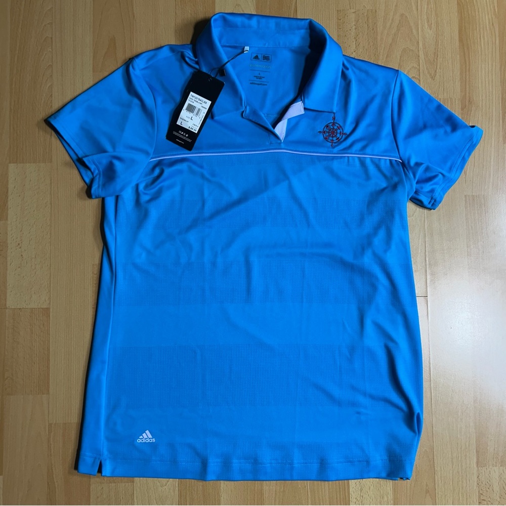 Adidas NWT Aqua‎ Blue Puremotion Golf Polo Activewear